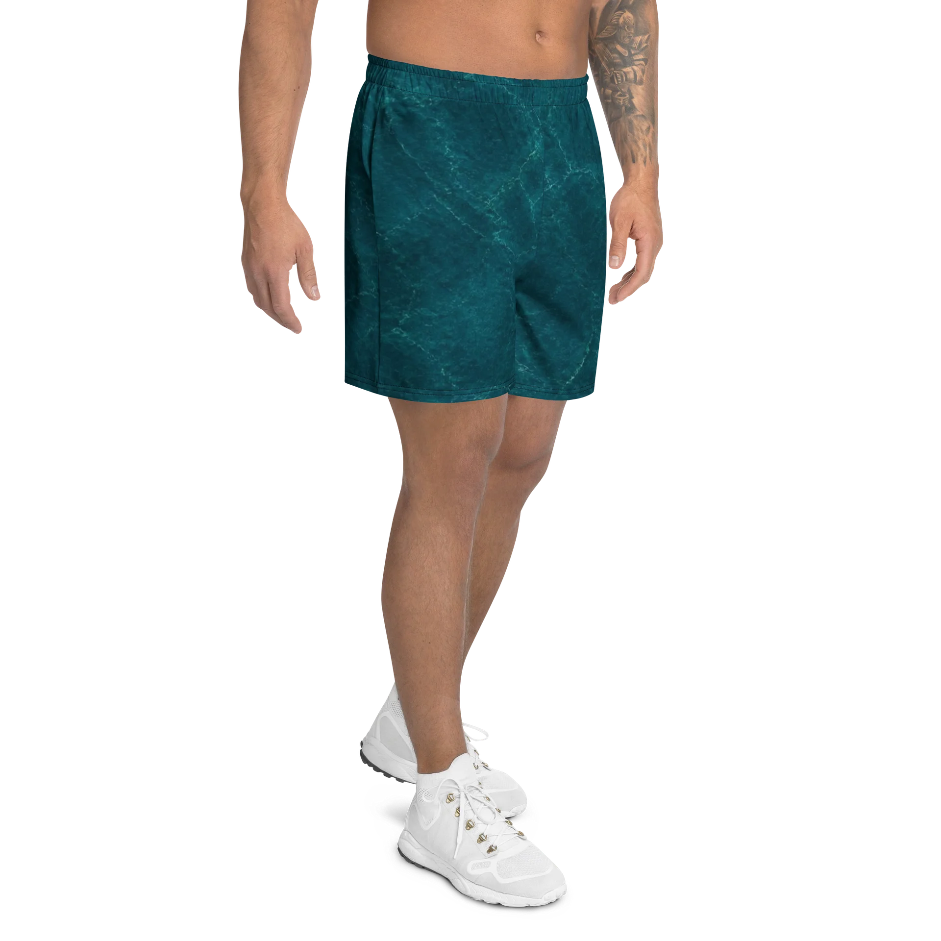 "A701" Teal Ripple Athletic Long Shorts product image (2)