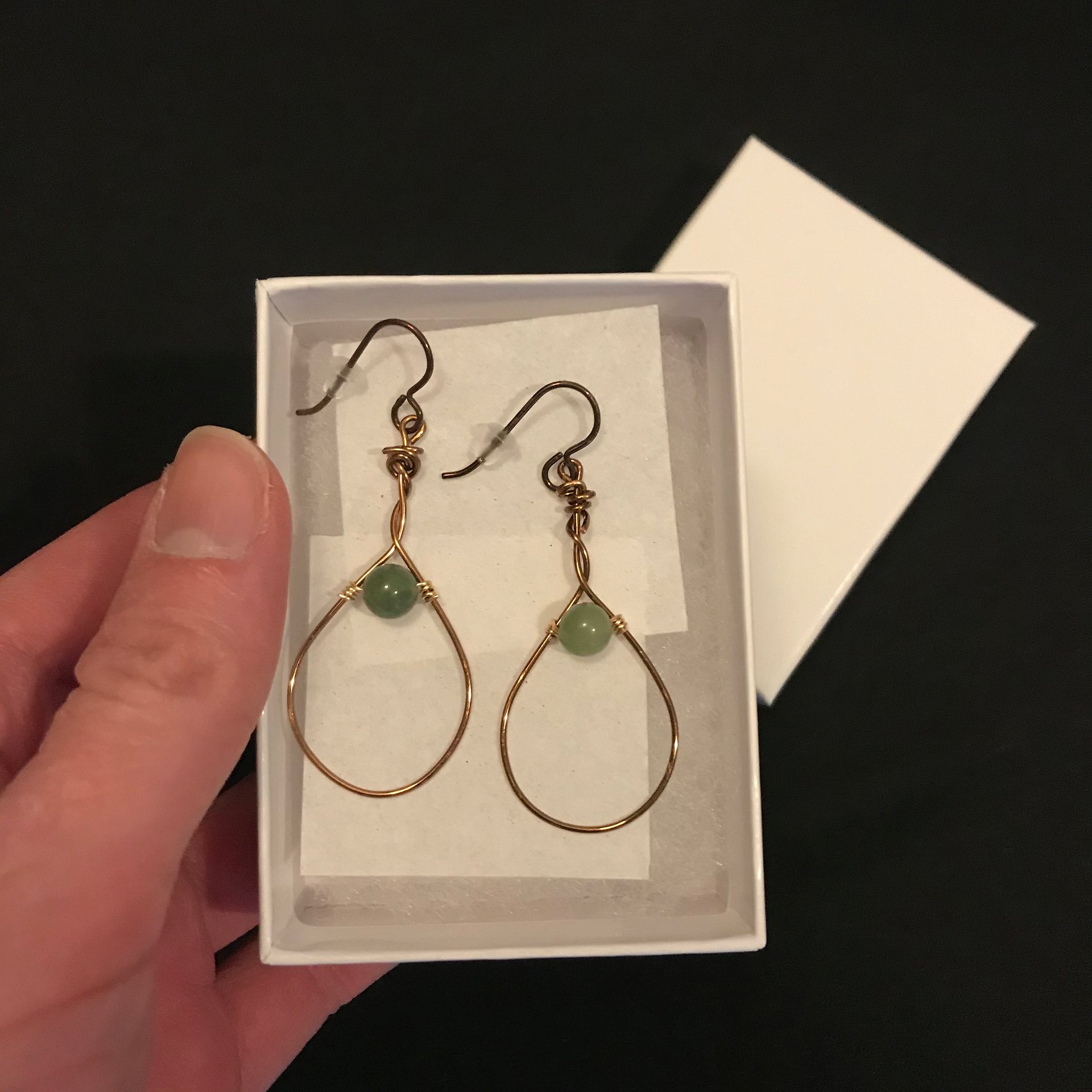 Green Moss Agate Bronze Drop Earrings product image (2)