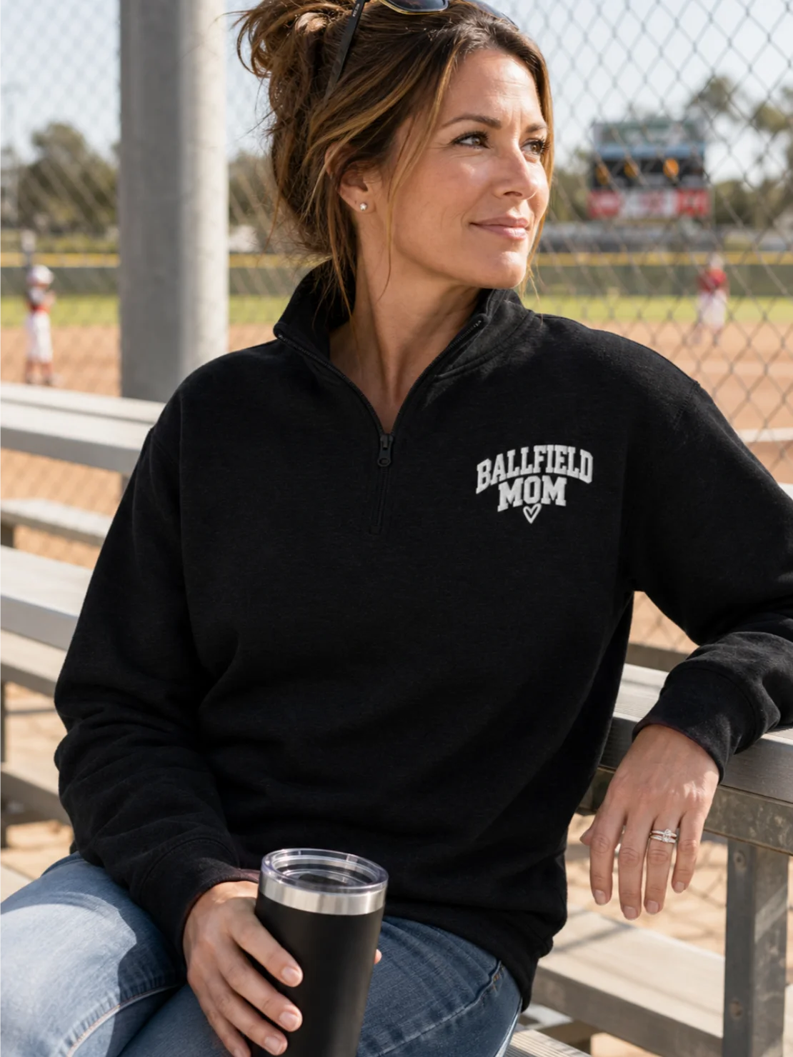 Ballfield Mom Quarter-Zip Pullover | Sports Mom Fleece product image (1)
