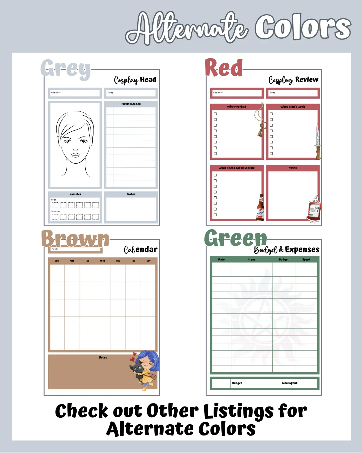 Monster Hunter Cosplay Planner – Grey Edition | 54-Page Printable PDF product image (5)