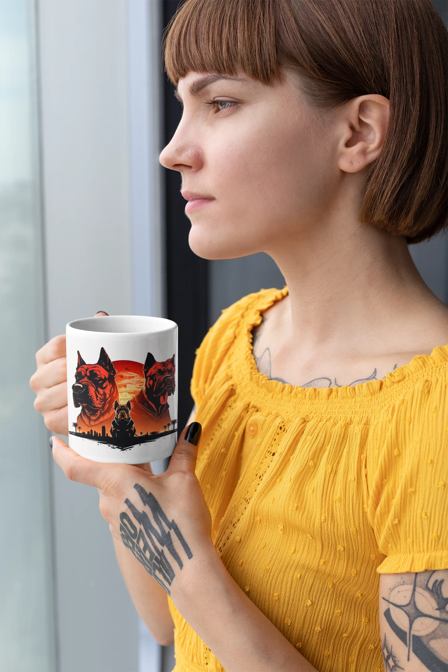 Retro Cane Corso White Glossy Mug product image (1)