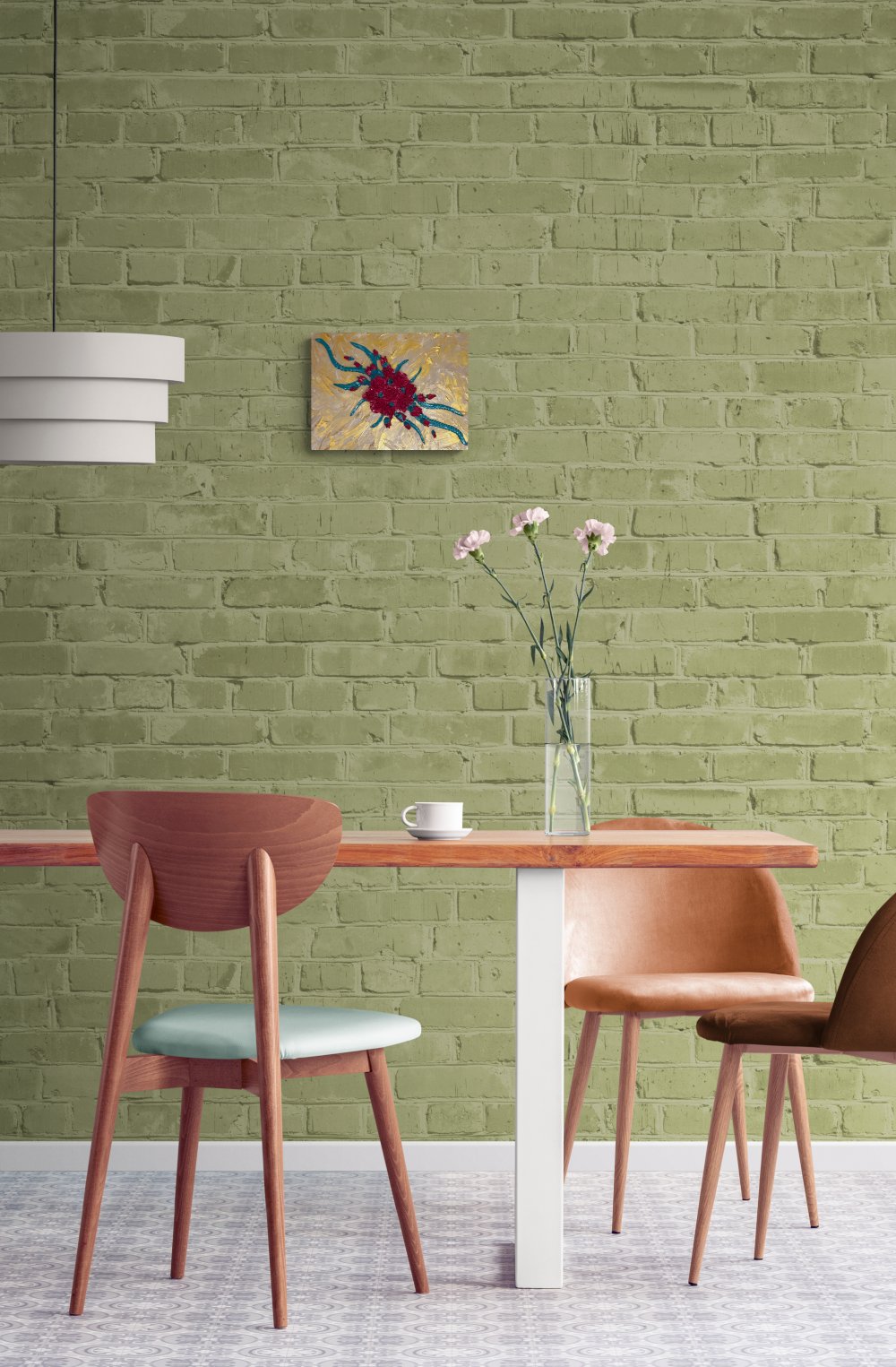 9" x 12" Gold background with Fushia pink roses and green leaves Impasto painting product image (5)