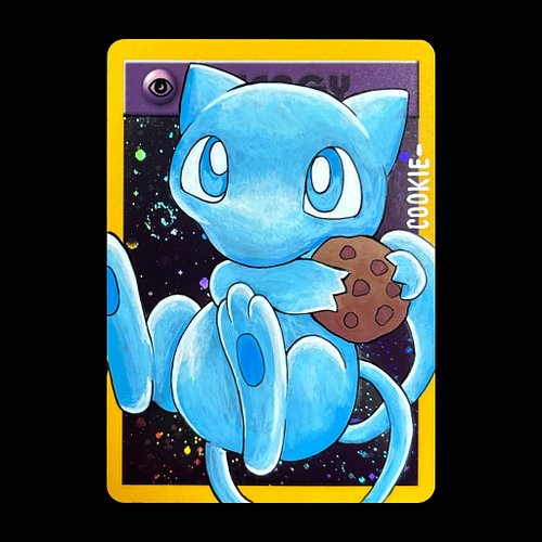 Shiny mew cookie sketch on vintage play promo Cosmo holo energy, 

Autograph gradeable by psa and cgc 

Dm to see energy’s av...