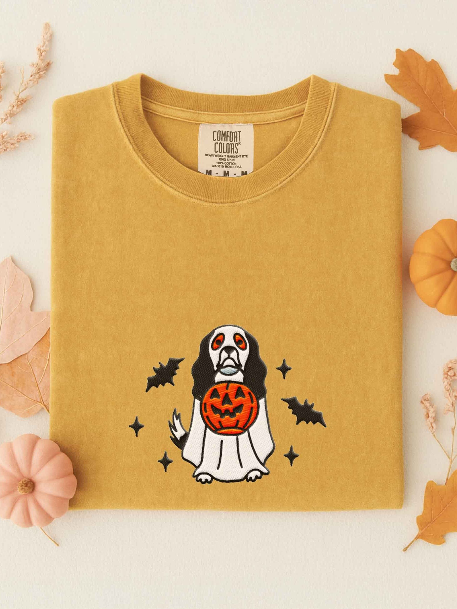 Halloween Cavalier King Charles Spaniel(Tricolor) Embroidered T-Shirt product image (1)
