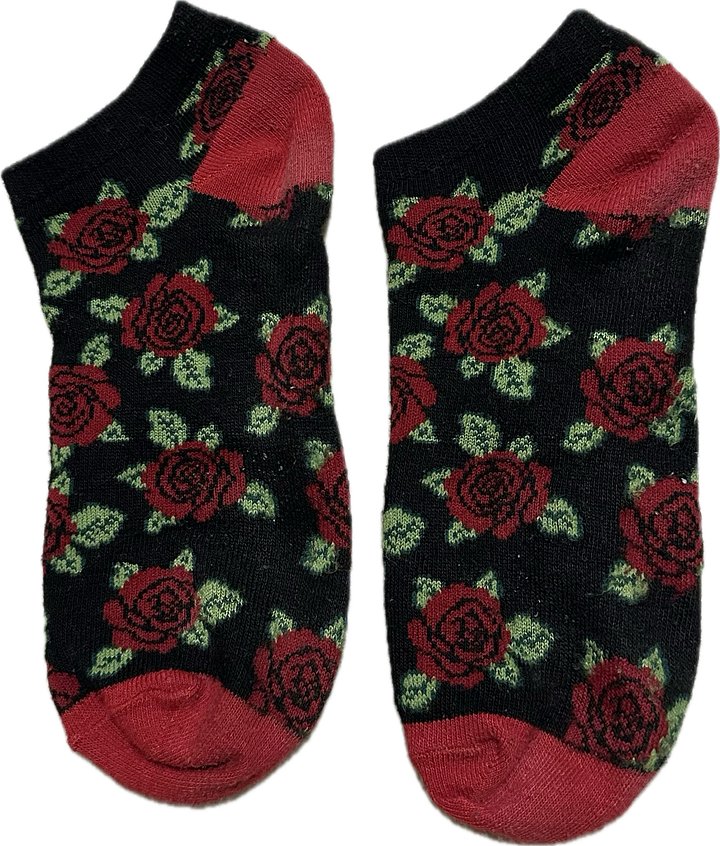 Red and black rose ankle socks product image (1)