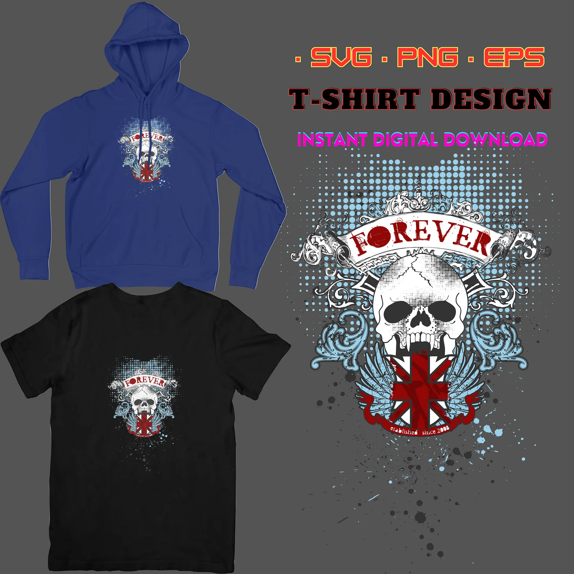 Halloween svg, England flag, skeleton svg, skull svg, forever svg, etablished since 2008 svg, T-shirt svg, Custom Design, cut files cricut product image (1)