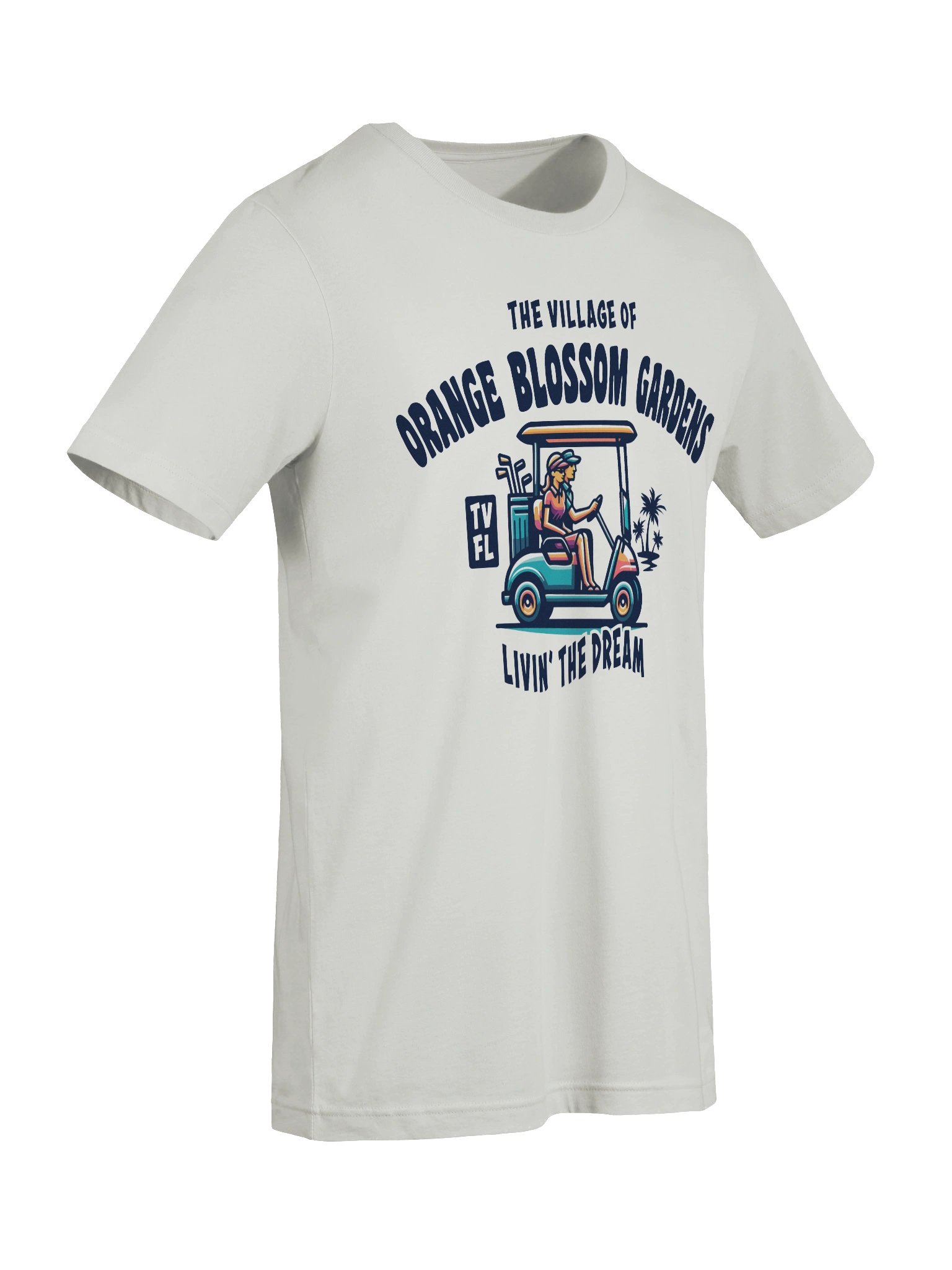 The Village of Orange Blossom Gardens TV FL Golf Cart Design T-Shirt product image (75)