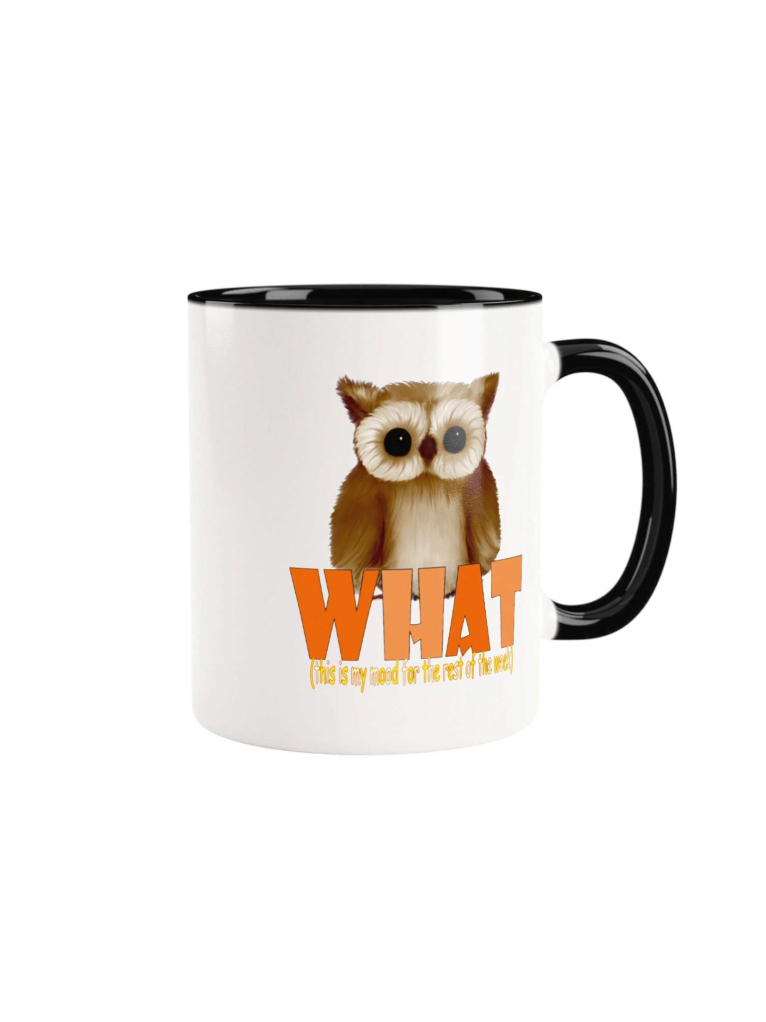 Owl "WHAT" Ceramic Mug with Color Inside product image (1)