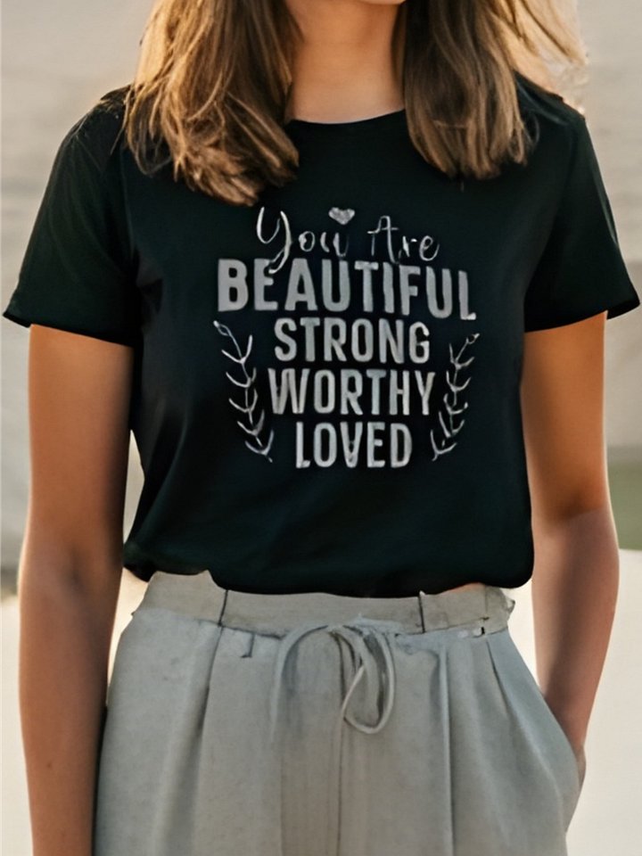 You Are Beautiful Strong Worthy Loved - Women's Black T-Shirt product image (1)