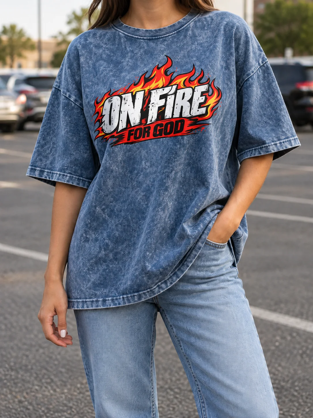 On Fire for God PNG – Christian Flame Shirt Design product image (5)