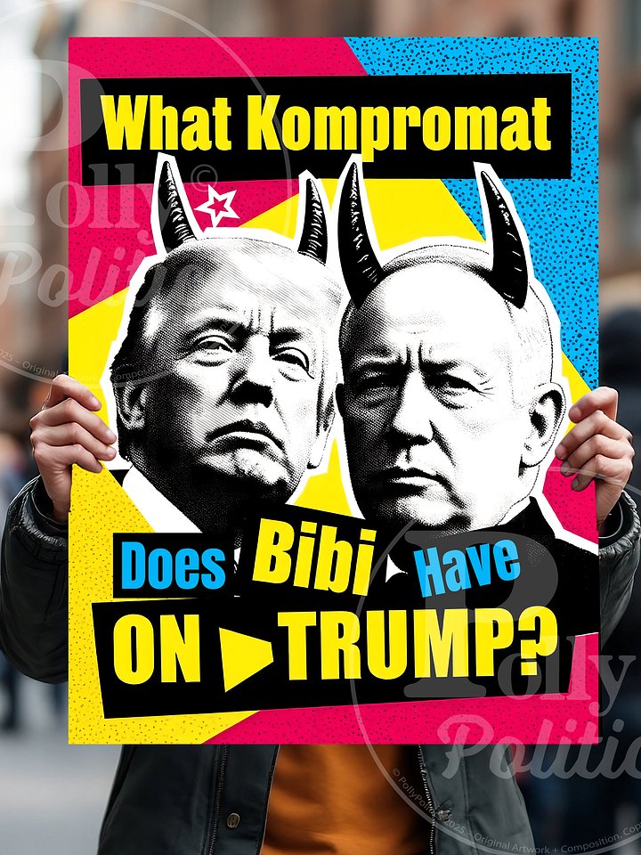 What Kompromat Does Bibi Have On Trump? Protest Sign product image (1)