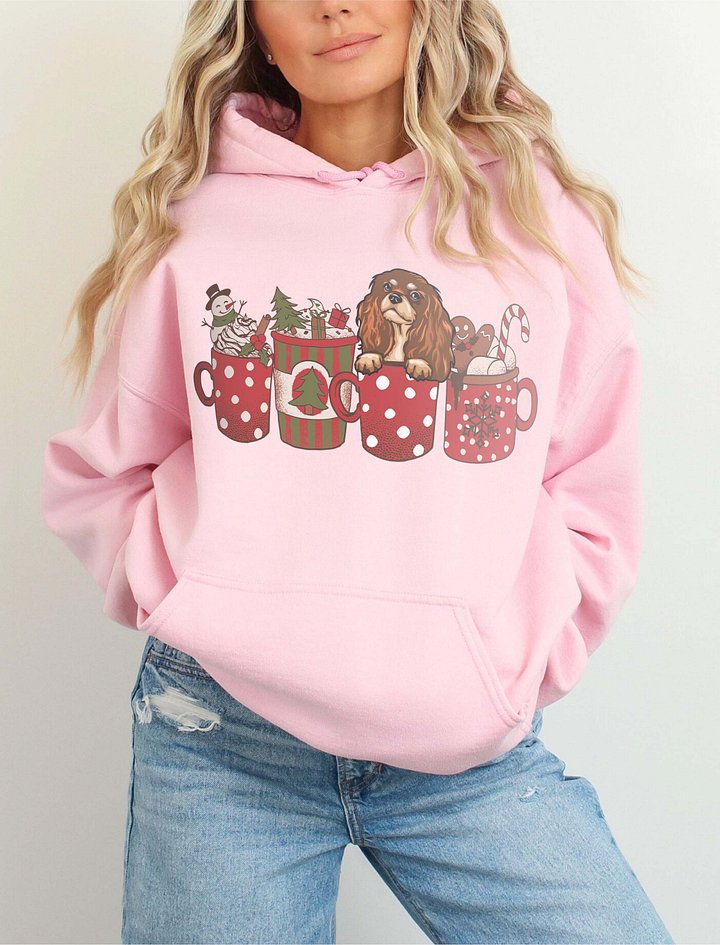 Cute Cavalier King Charles Spaniel(Tan) in a Christmas Cup Hooded Sweatshirt | Funny Christmas Pup in a Cup product image (6)