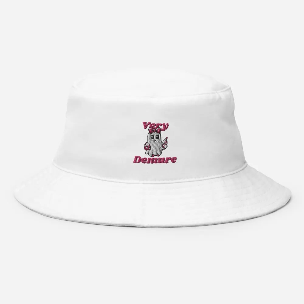 Very Demure Cute Ghost Embroidered Cotton Bucket Hat product image (4)