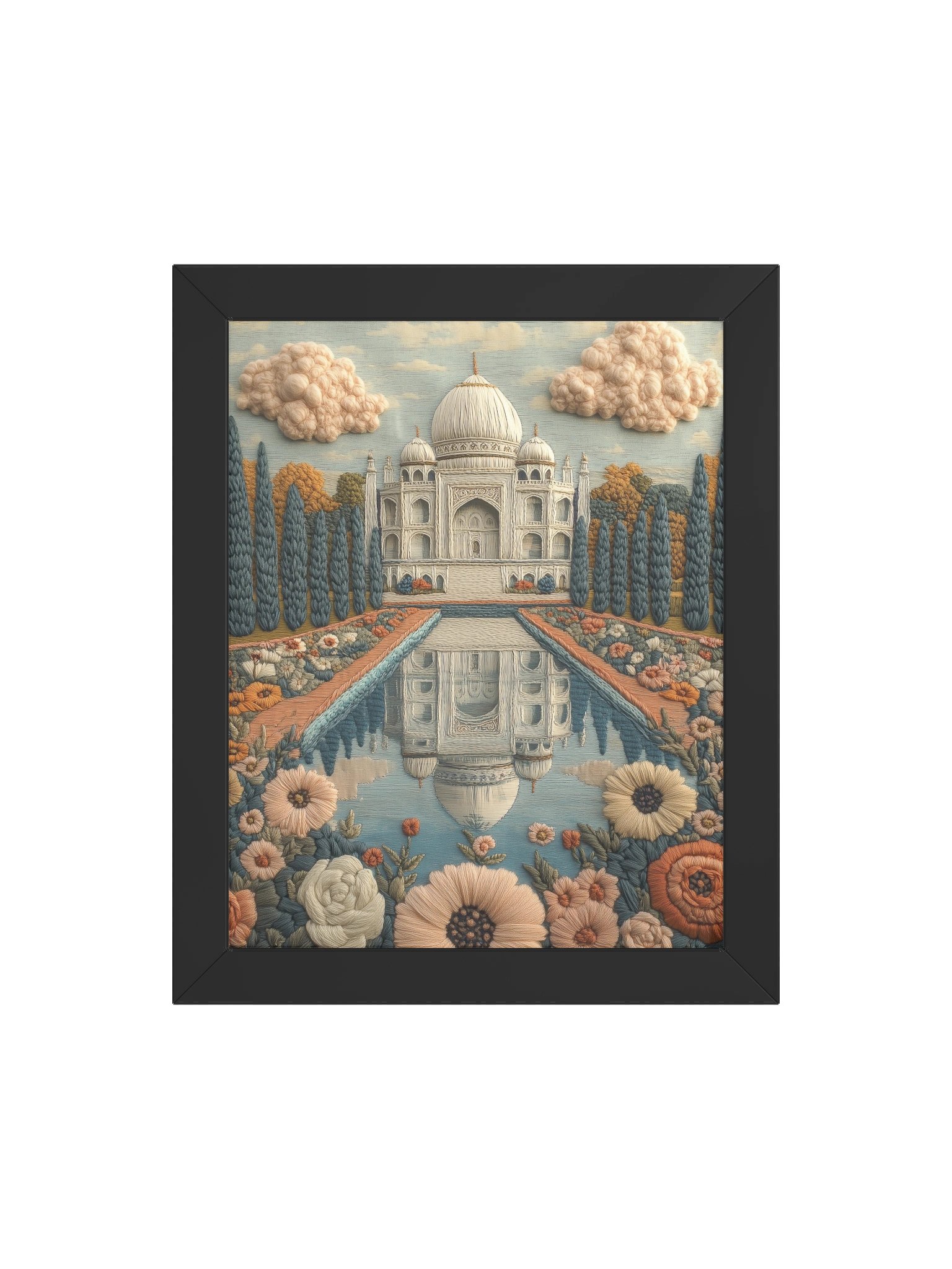 A Dream of the Taj Mahal | Embroidery-Style Wall Art — Framed Print product image (52)