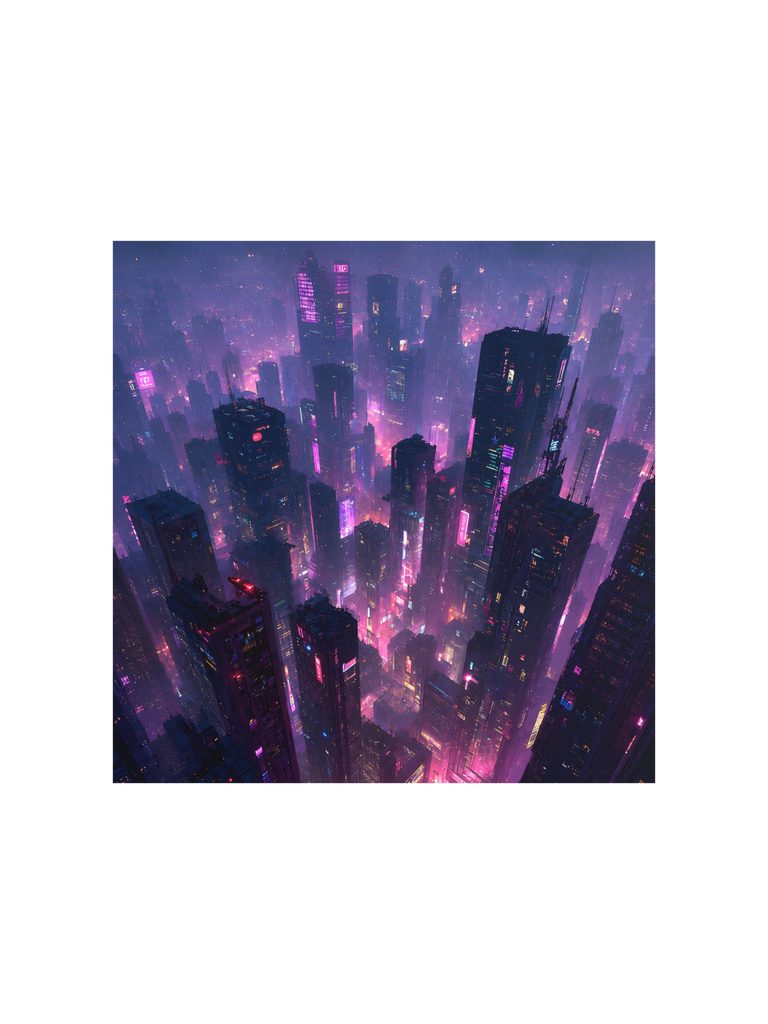Neon Pink Cyberpunk City Poster 10x10 | Futuristic Gamer Tech Office Decor & Digital Art Gift product image (3)