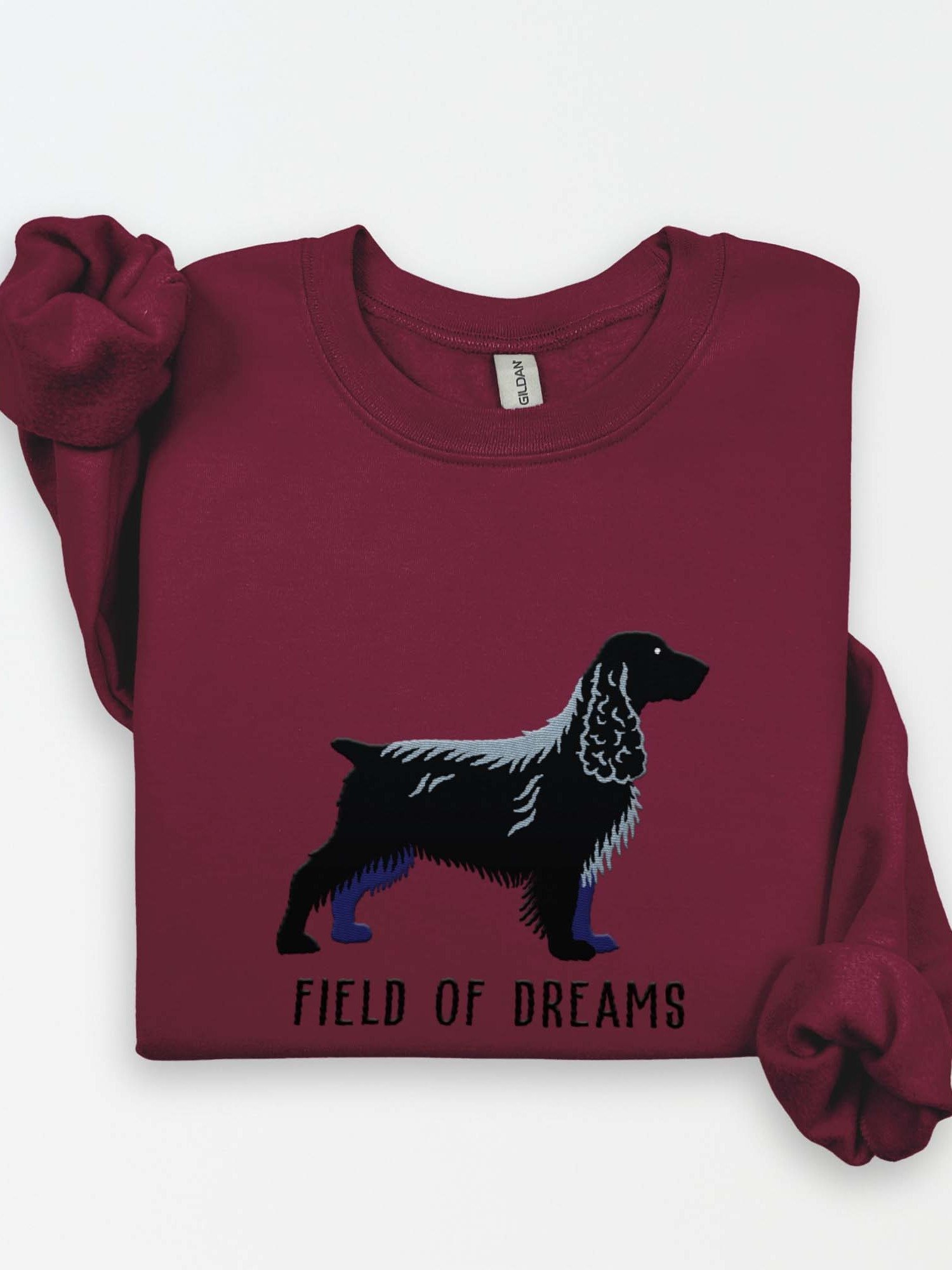 Field of Dreams Sweatshirt (Embroidered) of a Field Spaniel(Black) product image (1)