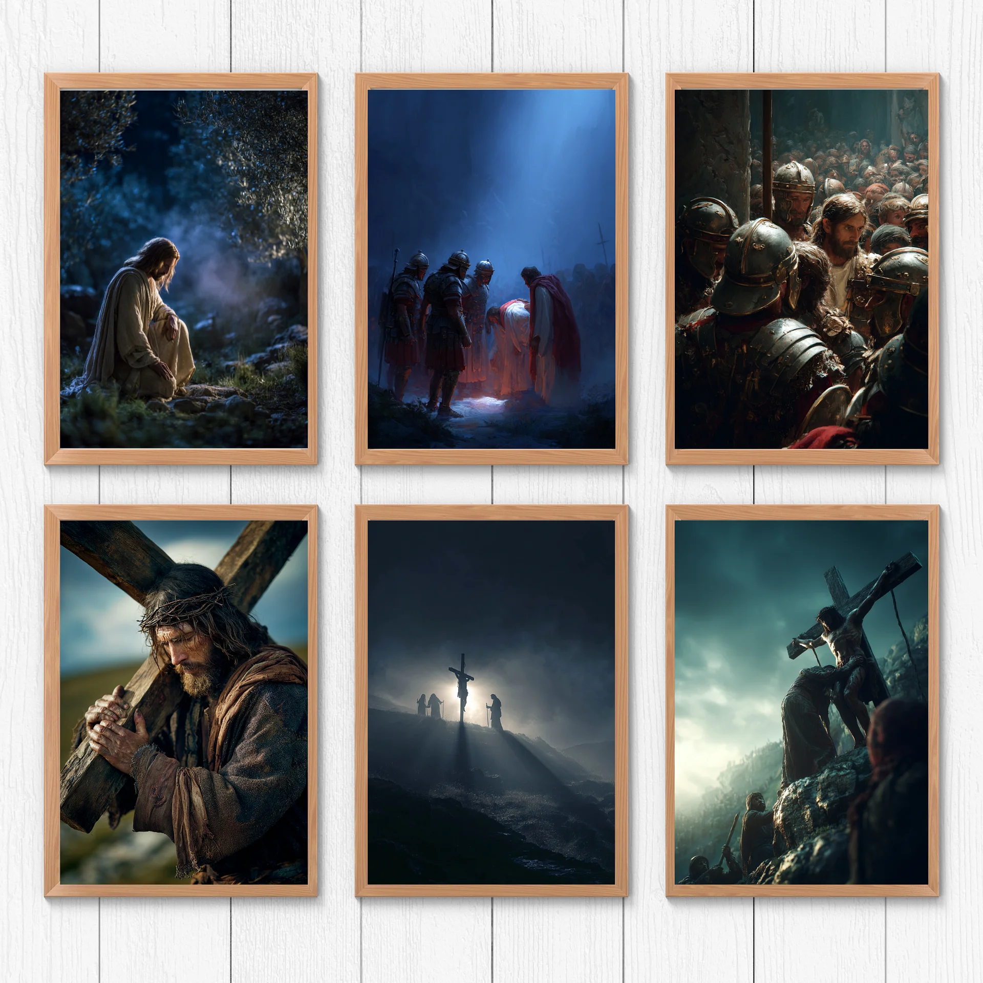 Jesus Crucifixion Wall Art Set | 5-Piece Christian Decor Printable product image (1)