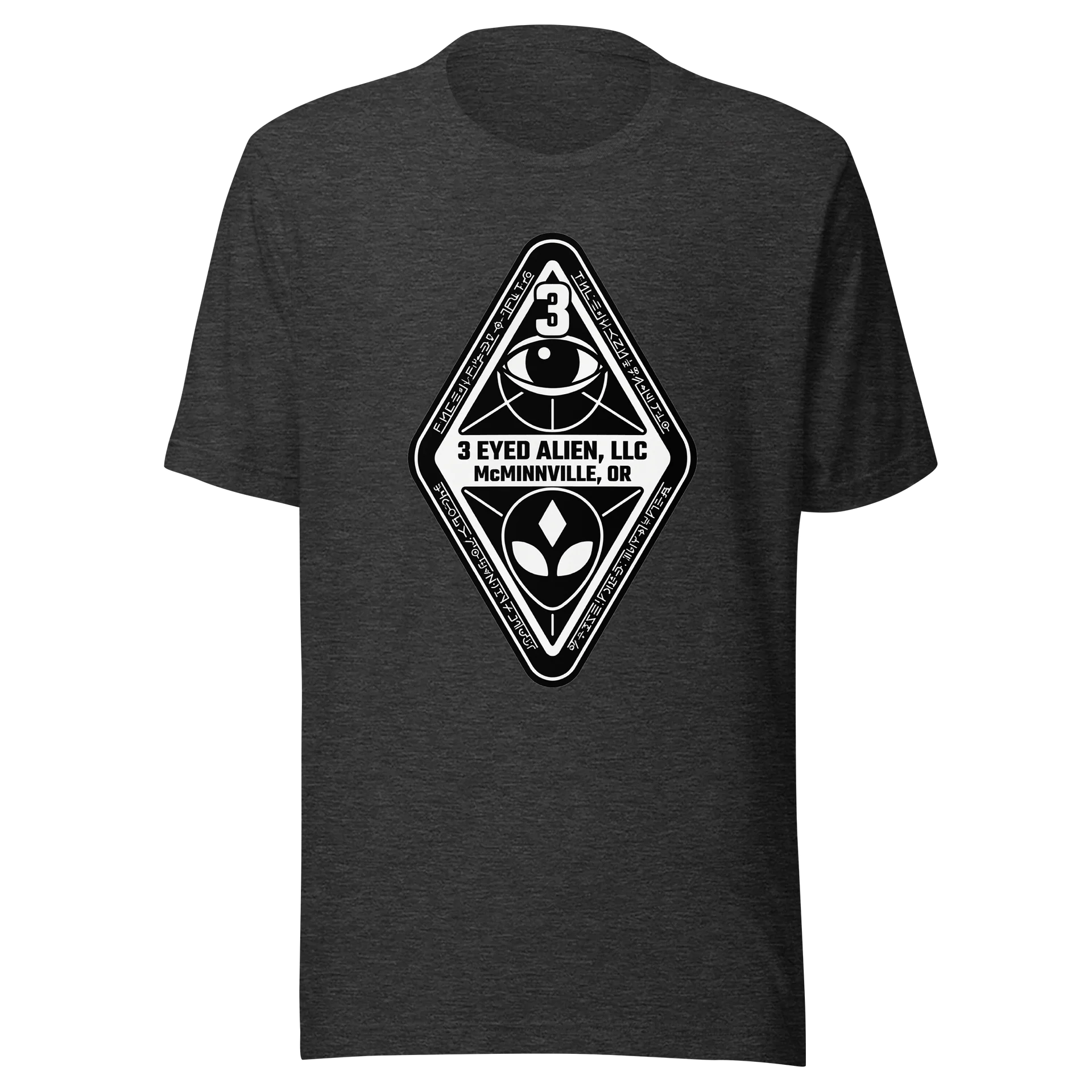 3 Eyed Alien – Emblem – on Heather Gray Bella+Canvas Unisex Supersoft T-Shirt product image (1)