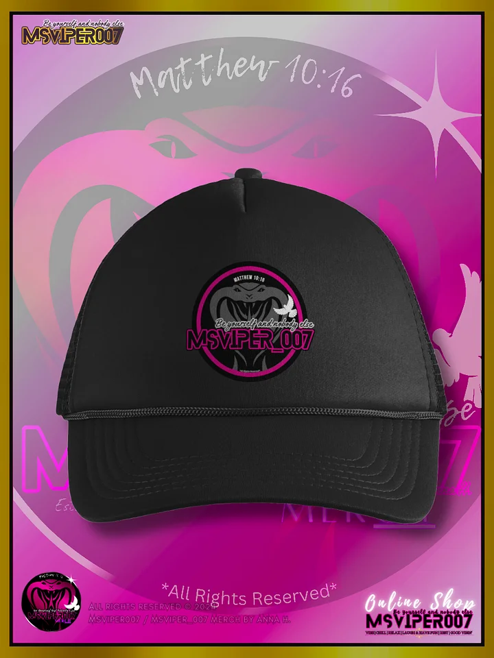 Trucker Hat - "MsViper_007™ Brand Classic [pink/blk emblem] Support&Sport" Foam Trucker Hat by Anna H. product image (1)