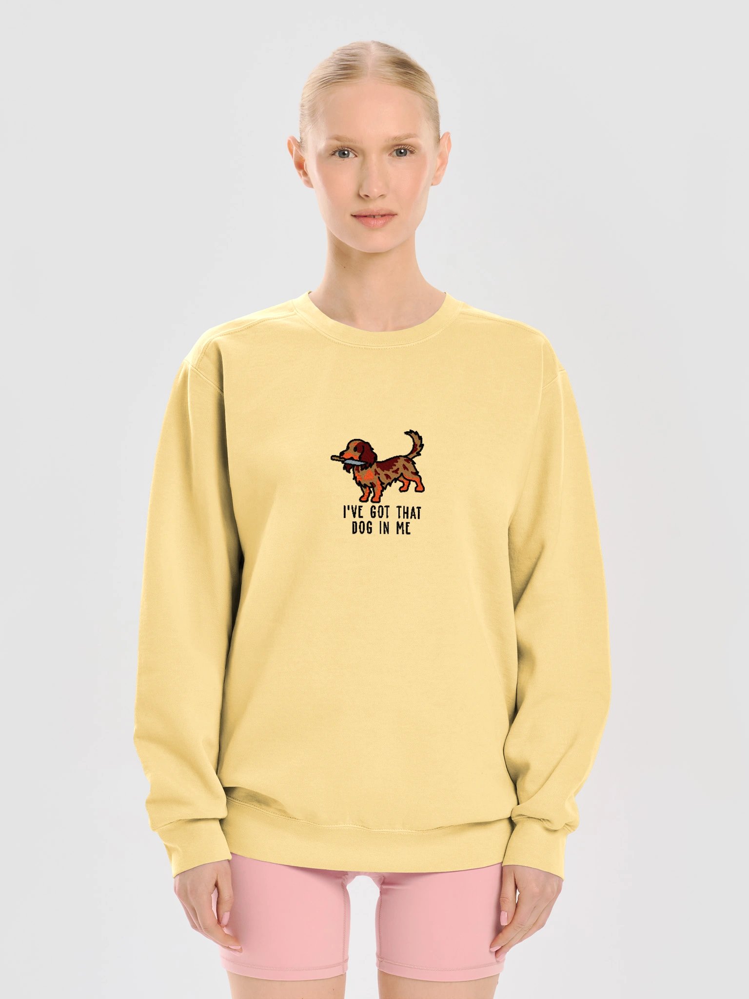 I've Got That Dog In Me Funny Chibi-Style Embroidered Premium Sweatshirt for Longhaired Dachshund(Red Dapple) Owners product image (45)