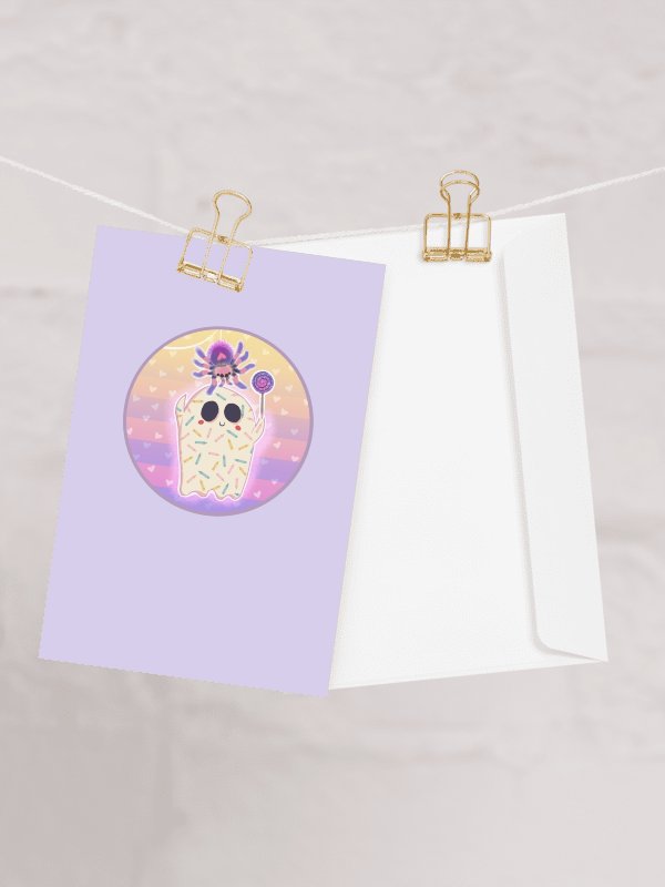 Pastel Little Ghost & the Pet Spider #2 - Greeting Card product image (3)