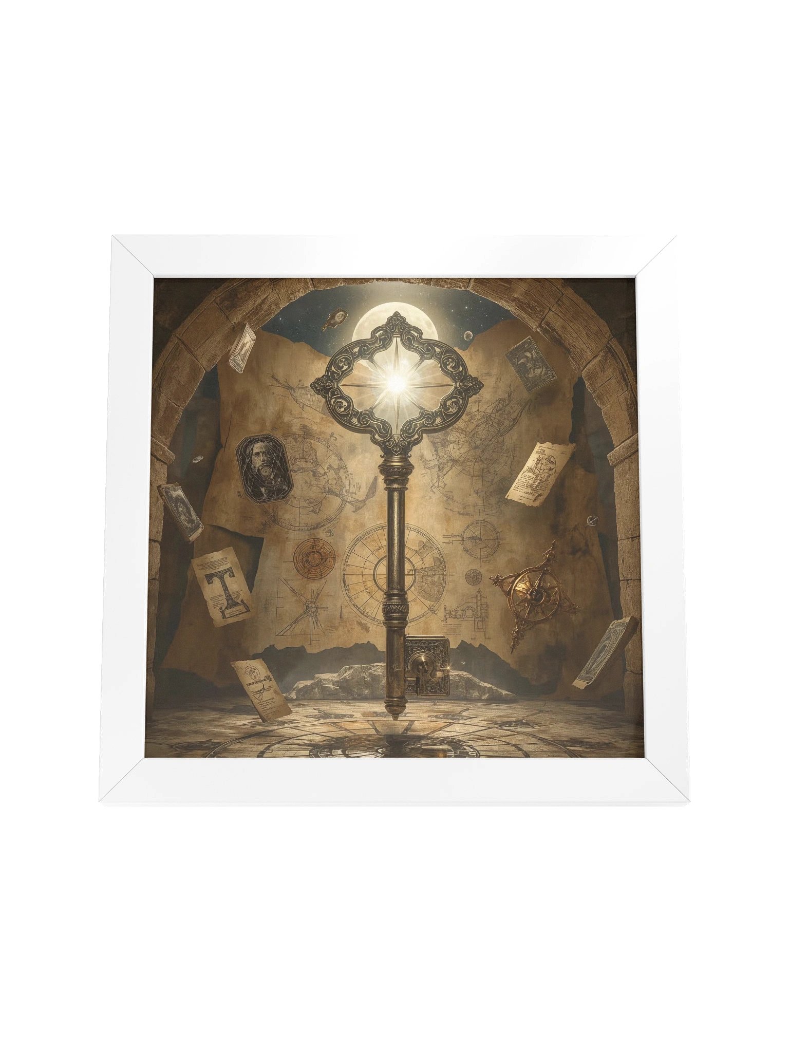 The Gatekeeper’s Key – Eternal Archive | Framed Square Poster (White Frame) product image (20)