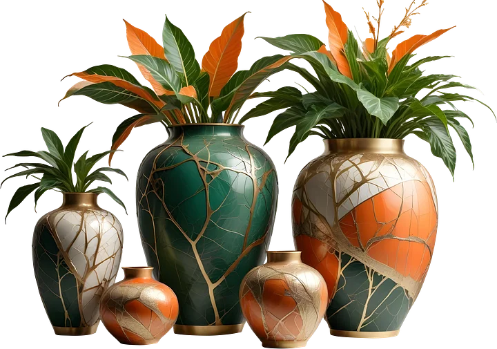 Harvest Elegance – Vase Kintsugi spa decor PNG product image (1)