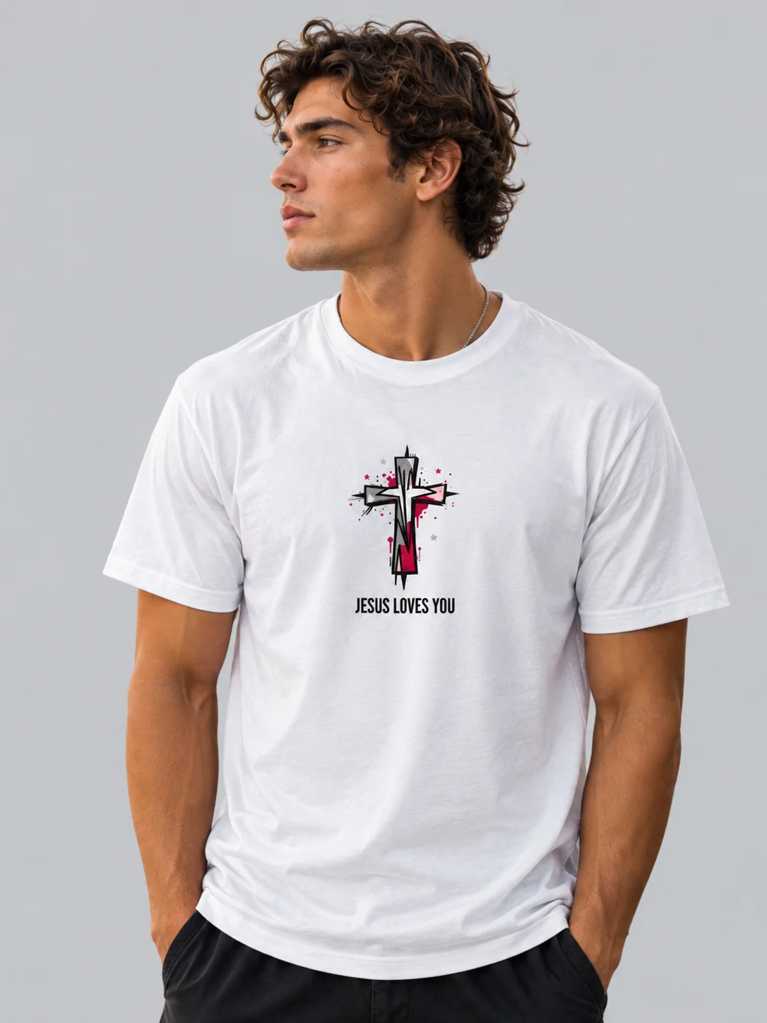 Jesus Loves You Graffiti Cross Faith T-shirt product image (1)