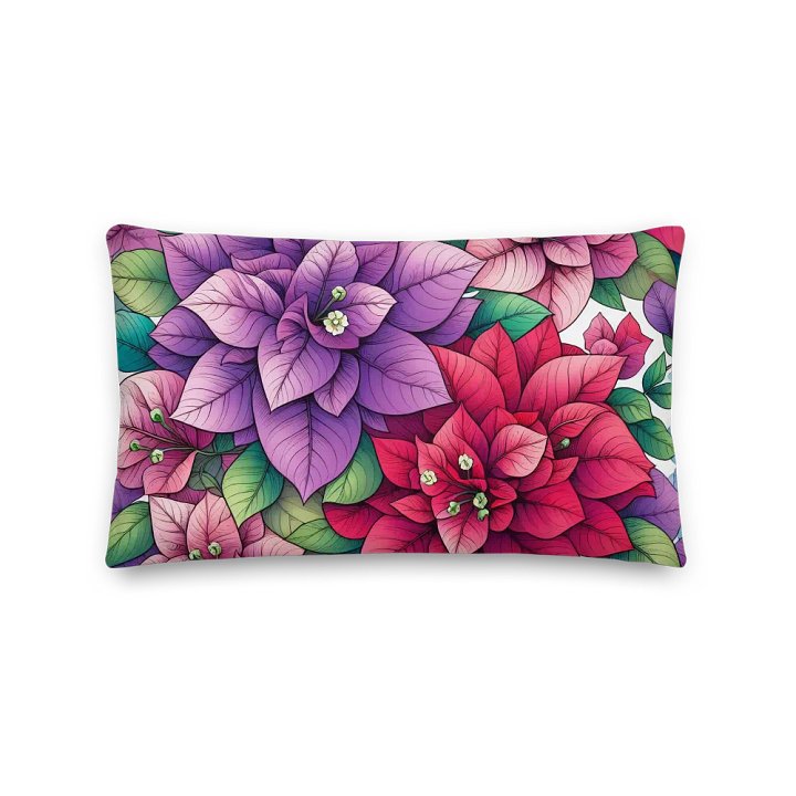 Vibrant Floral Symphony Premium Pillow | AI Design flower Horstensia product image (2)