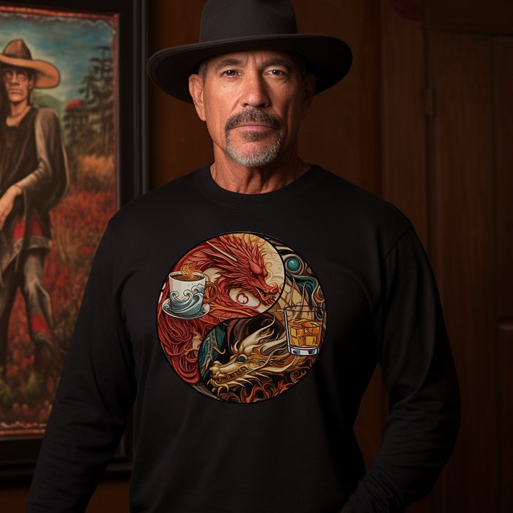 Yin Yang | Coffee Whiskey | Chinese Dragons L/S Tee product image (1)