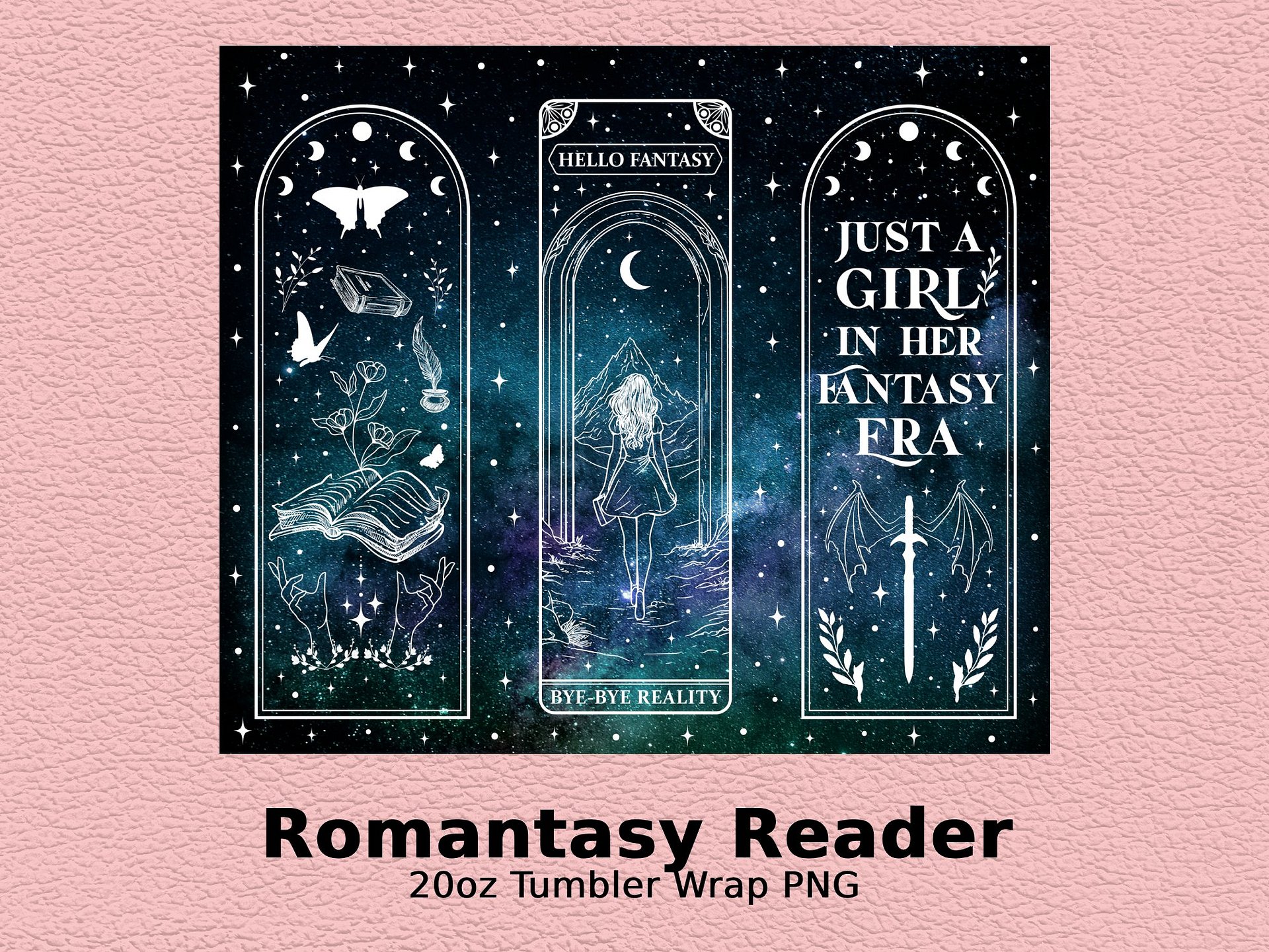 Romantasy Fantasy Reader, Bookish Merch, Vintage Tarot, 20oz Skinny Tumbler PNG, Seamless Full Wrap Sublimation Design, Digital Download product image (6)