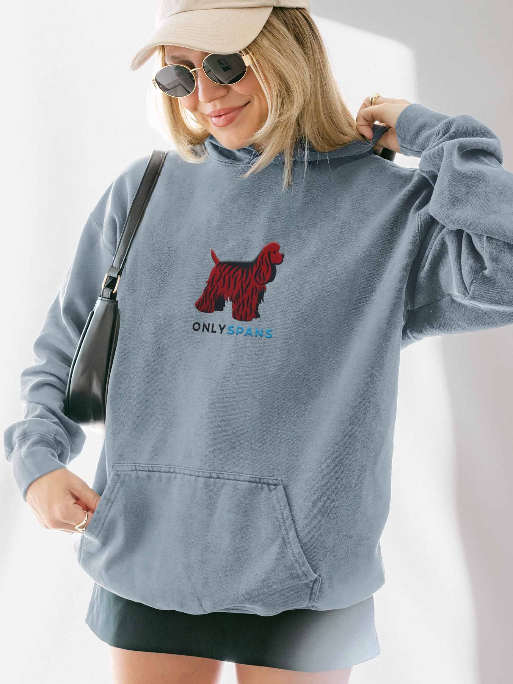 Only Spans Premium Hoodie (Embroidered) of an American Cocker Spaniel(Liver) product image (2)