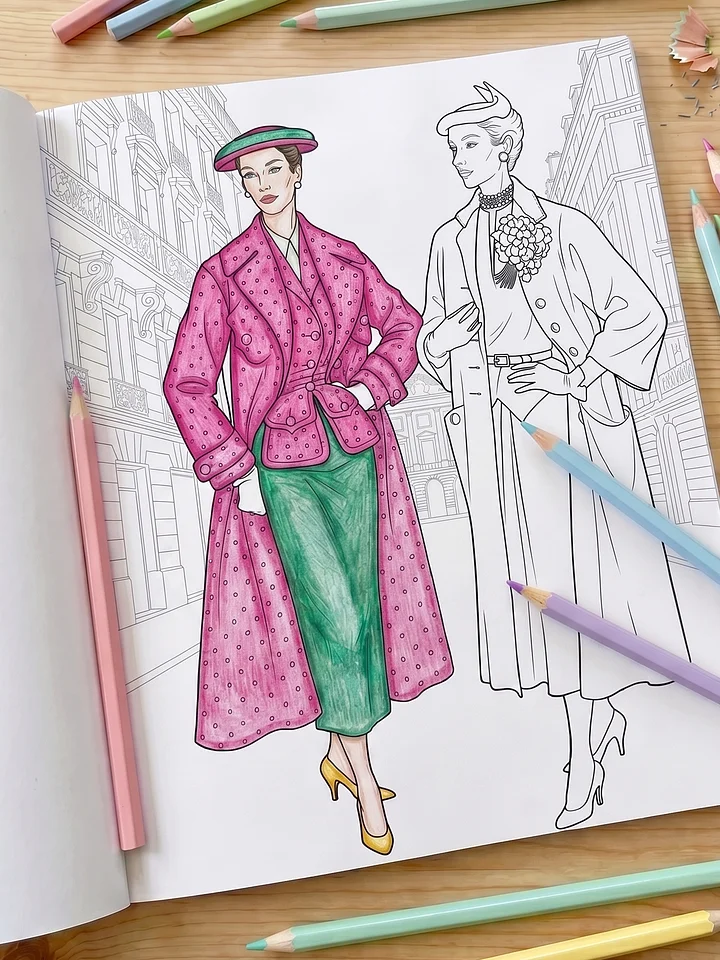 1950s Fashion Promenade · A Vintage Coloring Book product image (1)