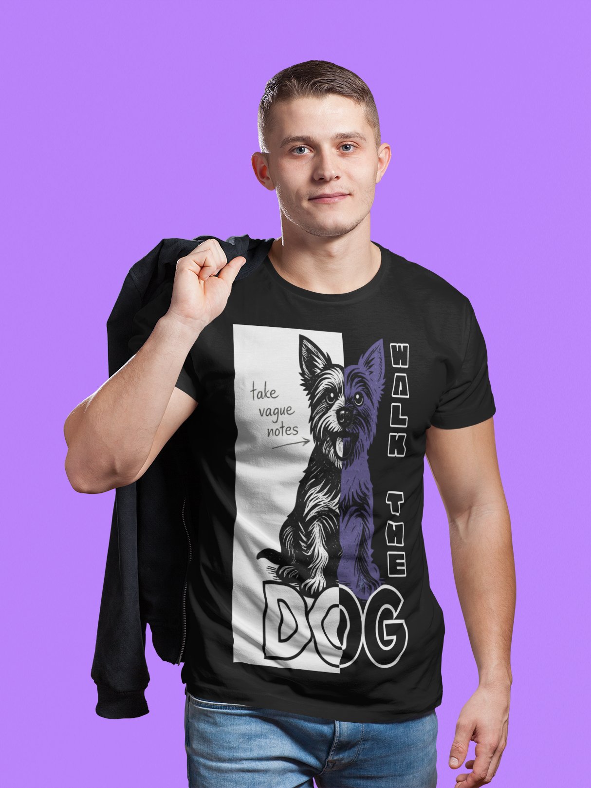 Walk the Dog Linocut Style T-Shirt product image (3)