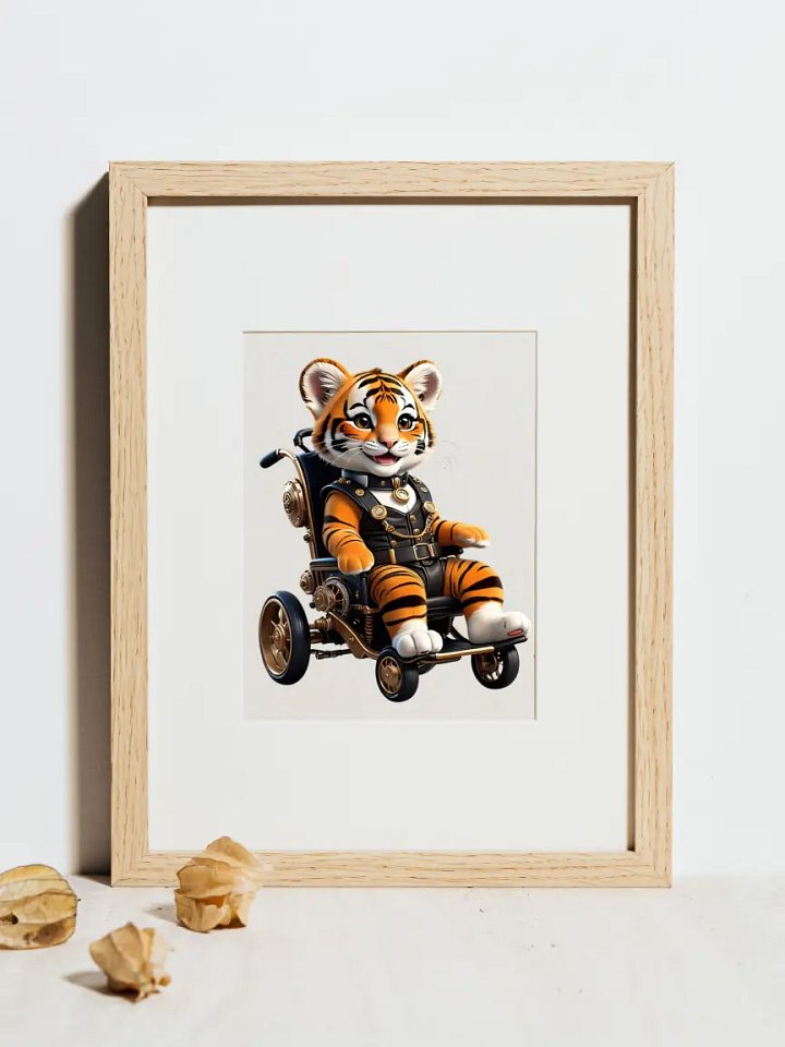 Baby Tiger in Wheelchair Kid Nursery Print Child Wall Art product image (2)