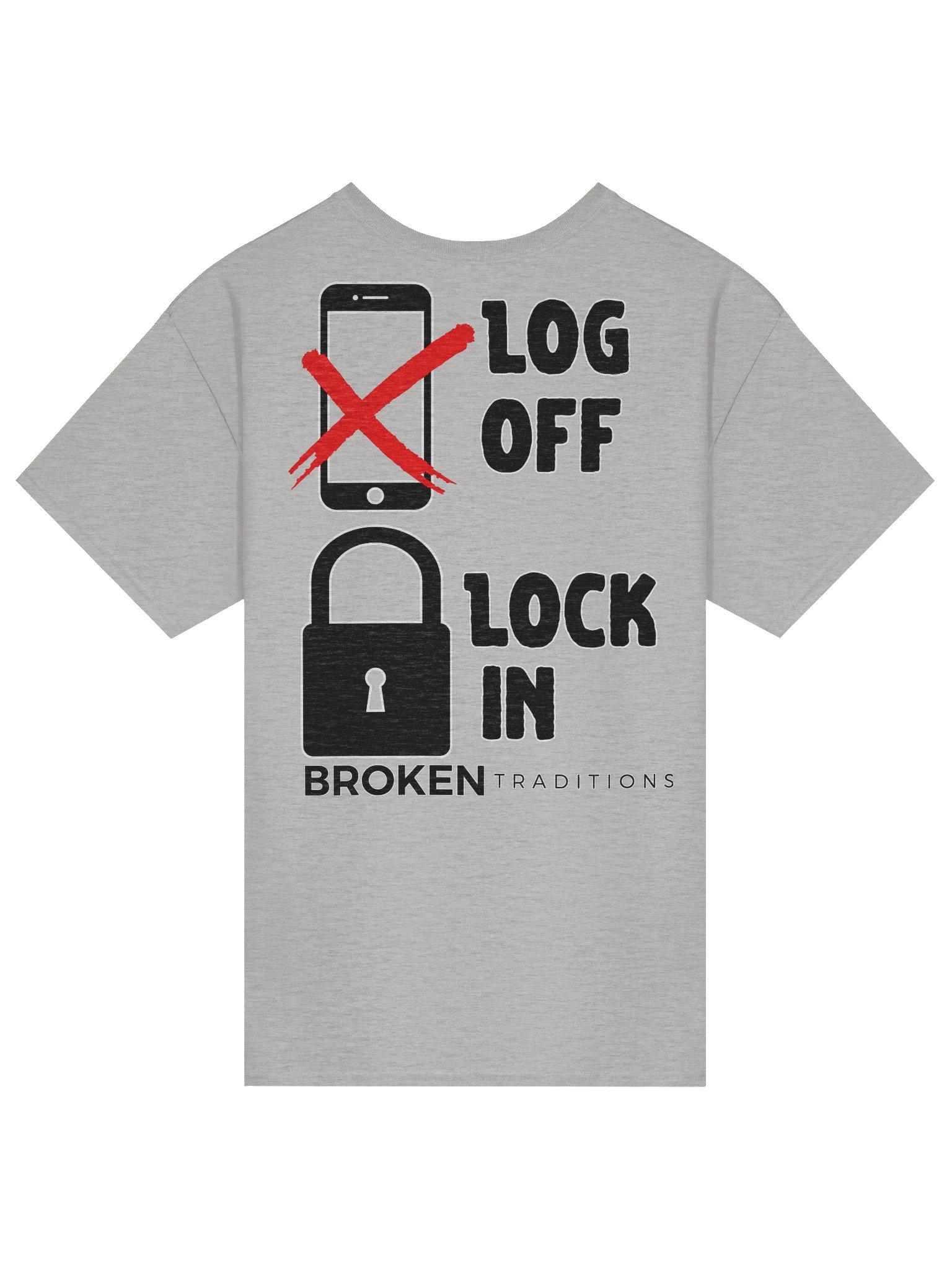 Log Off Lock In T Shirt Black Letters product image (1)