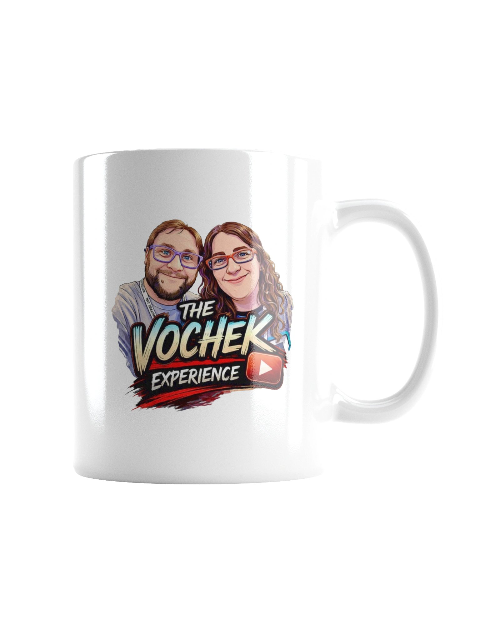 The Vochek Experience Logo White Glossy Mug product image (3)