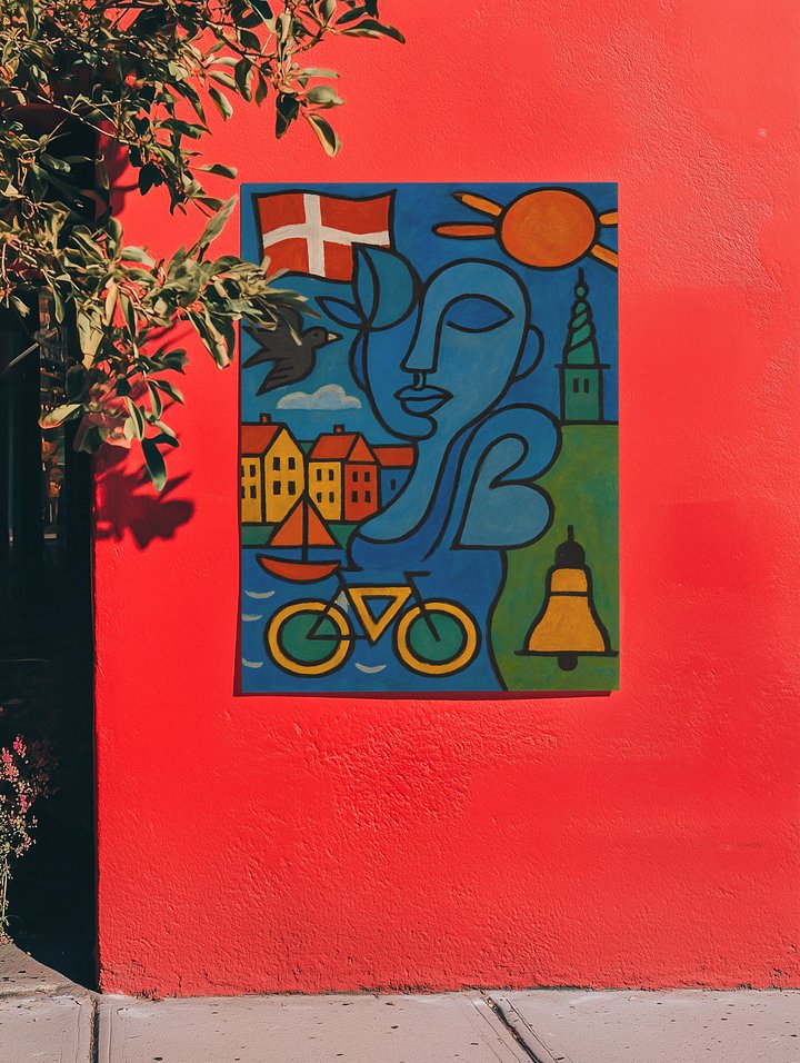 Whimsical Denmark — Folk-Inspired Nordic Poster Art – by M-Art & Design - Printed Poster product image (1)