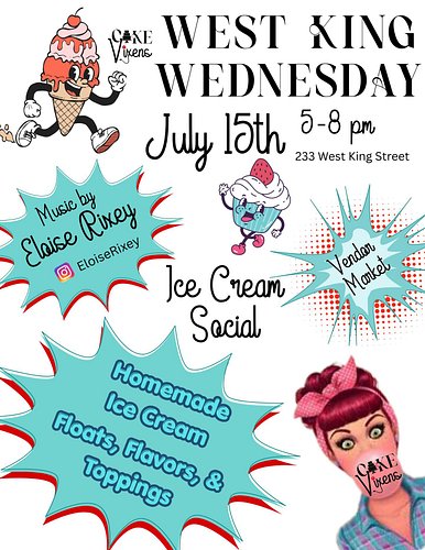 Join us for this months  @westkingwednesdays  Ice Cream Social 🍧on the 15th! We’re whipping up homemade ice cream for floats ...