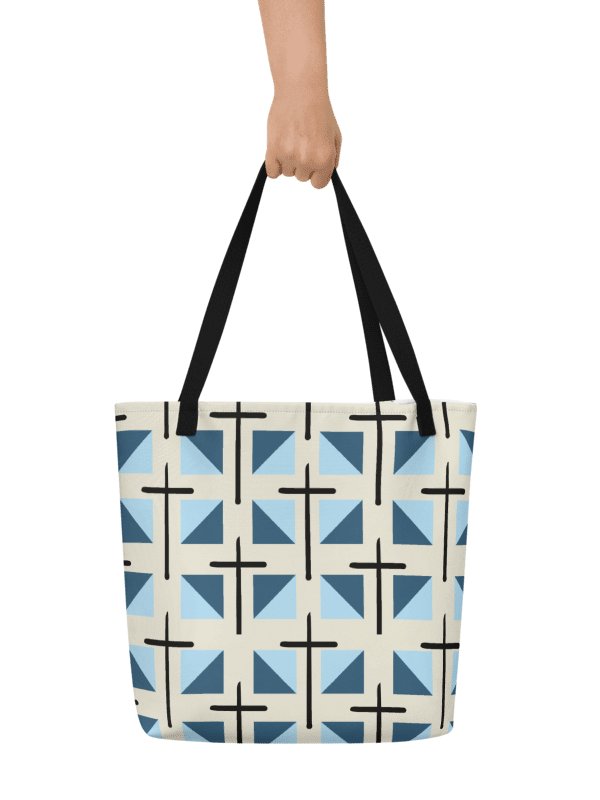 Blue Cross Quilted Patterned Tote Bag product image (1)