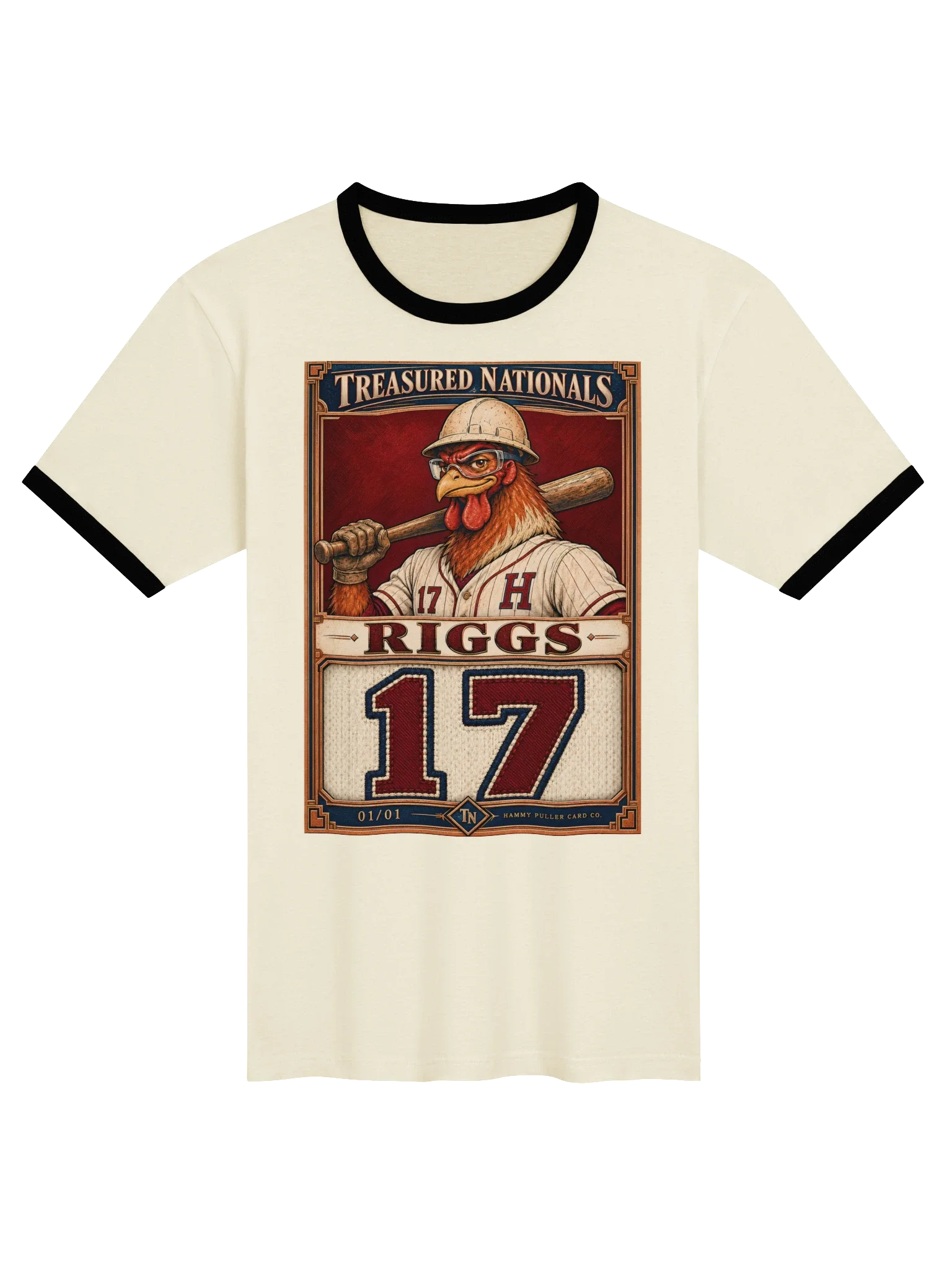 Treasured Nationals: Riggs Lightweight Ringer Tee — Natural / Black