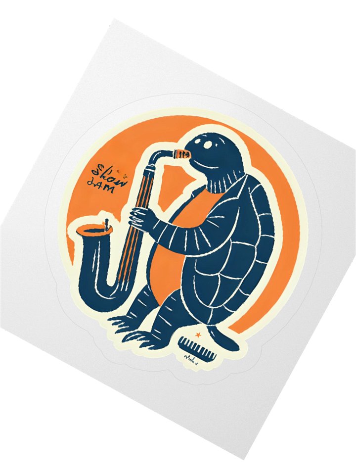 Saxy Turtle Kiss Cut Sticker product image (2)