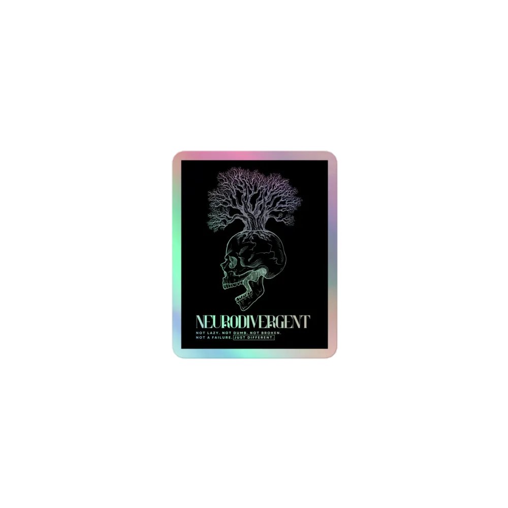NEURODIVERGENT SKULL holographic sticker product image (1)