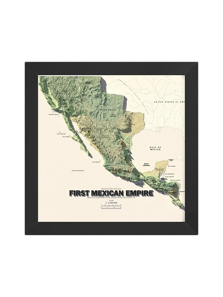 The First Mexican Empire - 1821 - Framed Map product image (1)