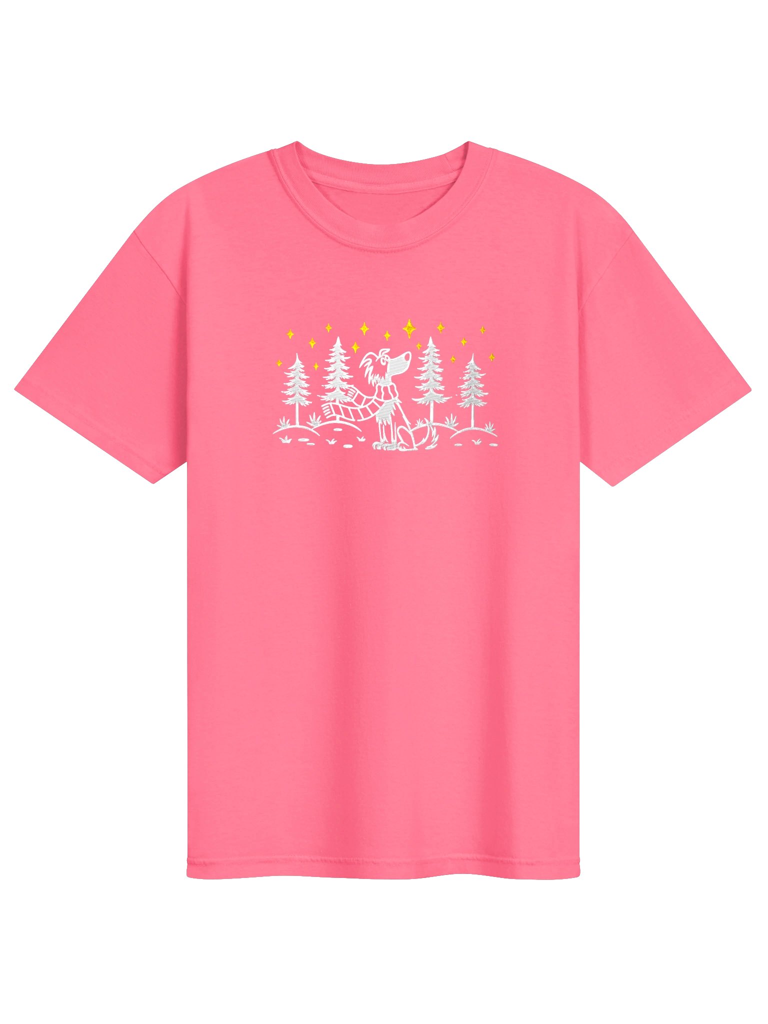 Border Collie Winter/Christmas Line Art Design Embroidered T-Shirt product image (41)