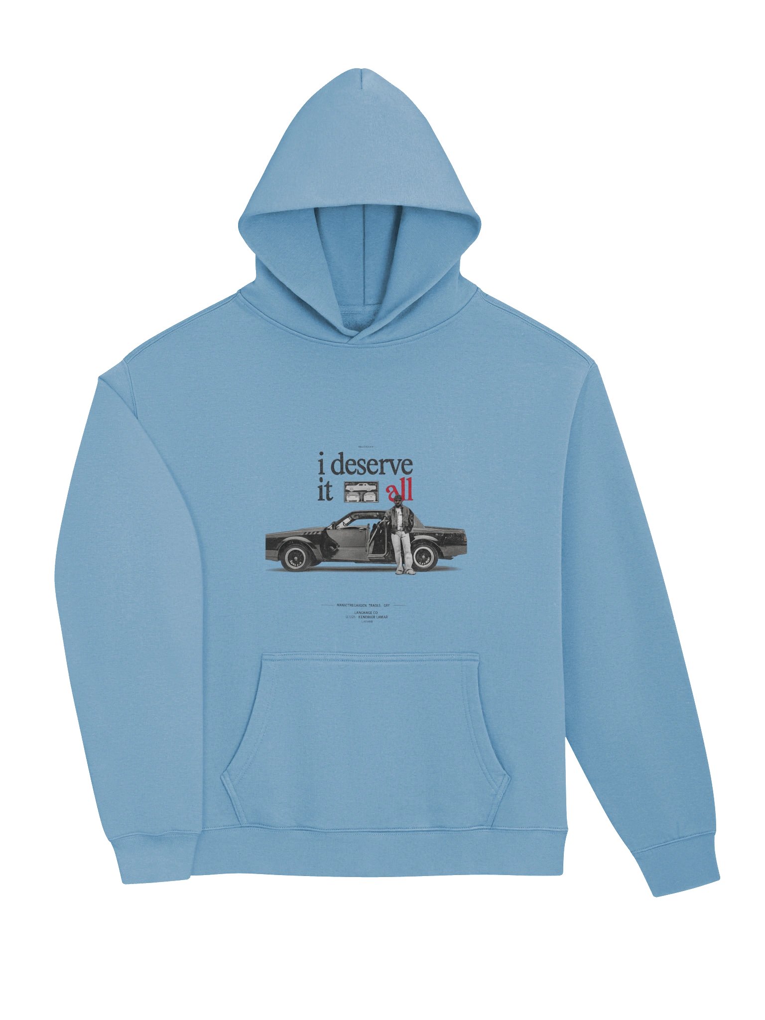 "I deserve" Graphic Oversized Hoodie – Sky Blue product image (3)