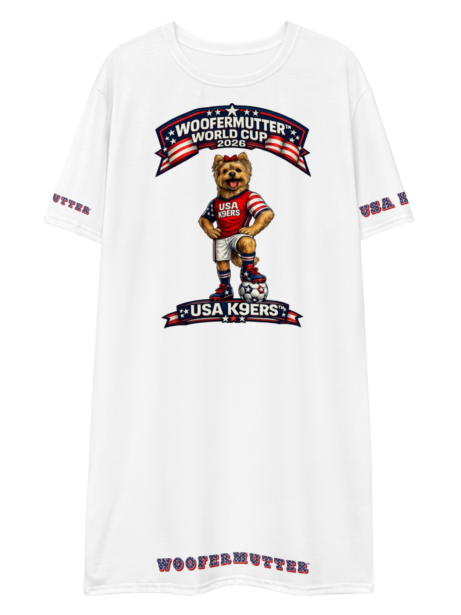 WooferMutter™ World Cup Yorkshire Terrier USA K9ERS T-shirt Dress product image (1)