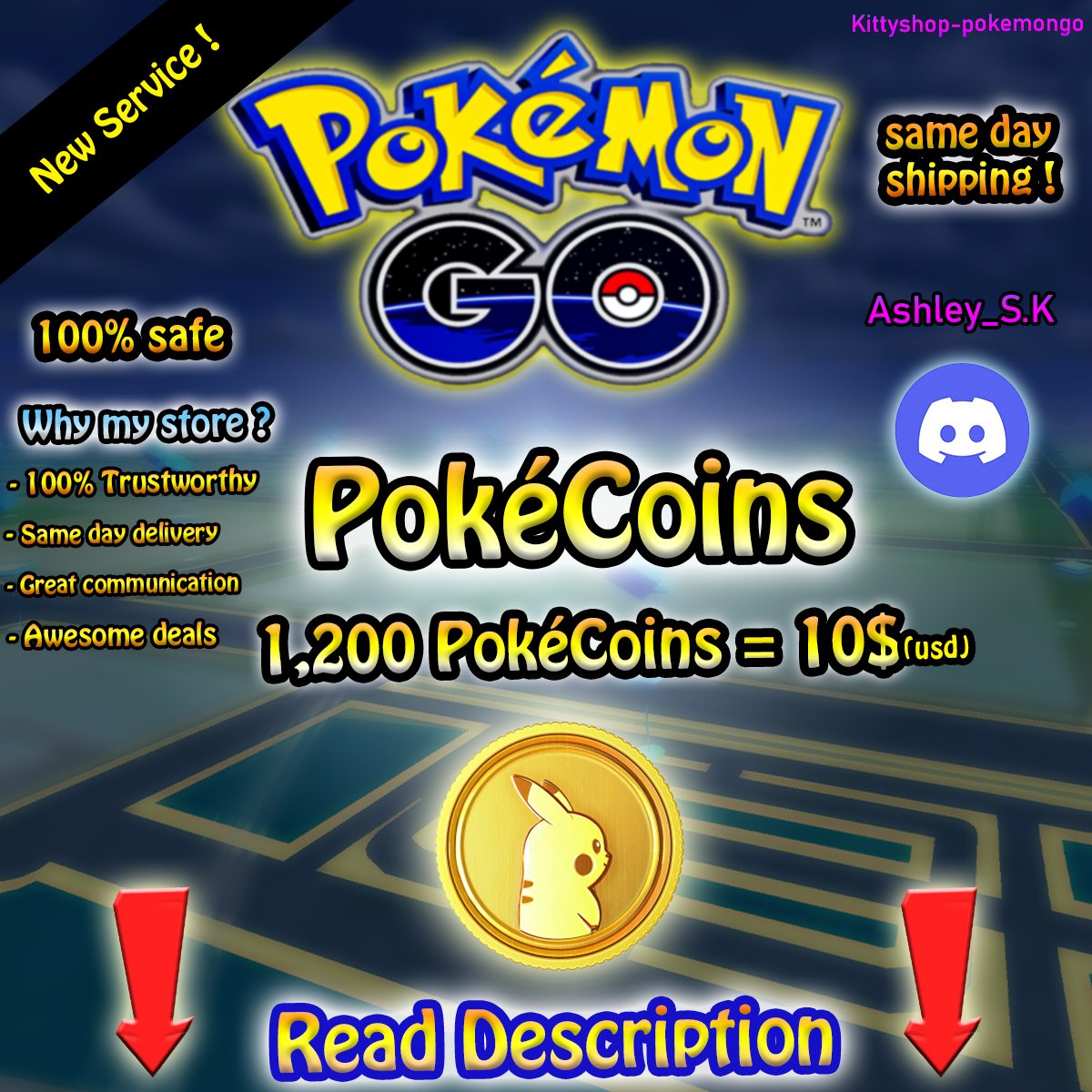 🟢1,200 PokéCoins🪙 product image (1)