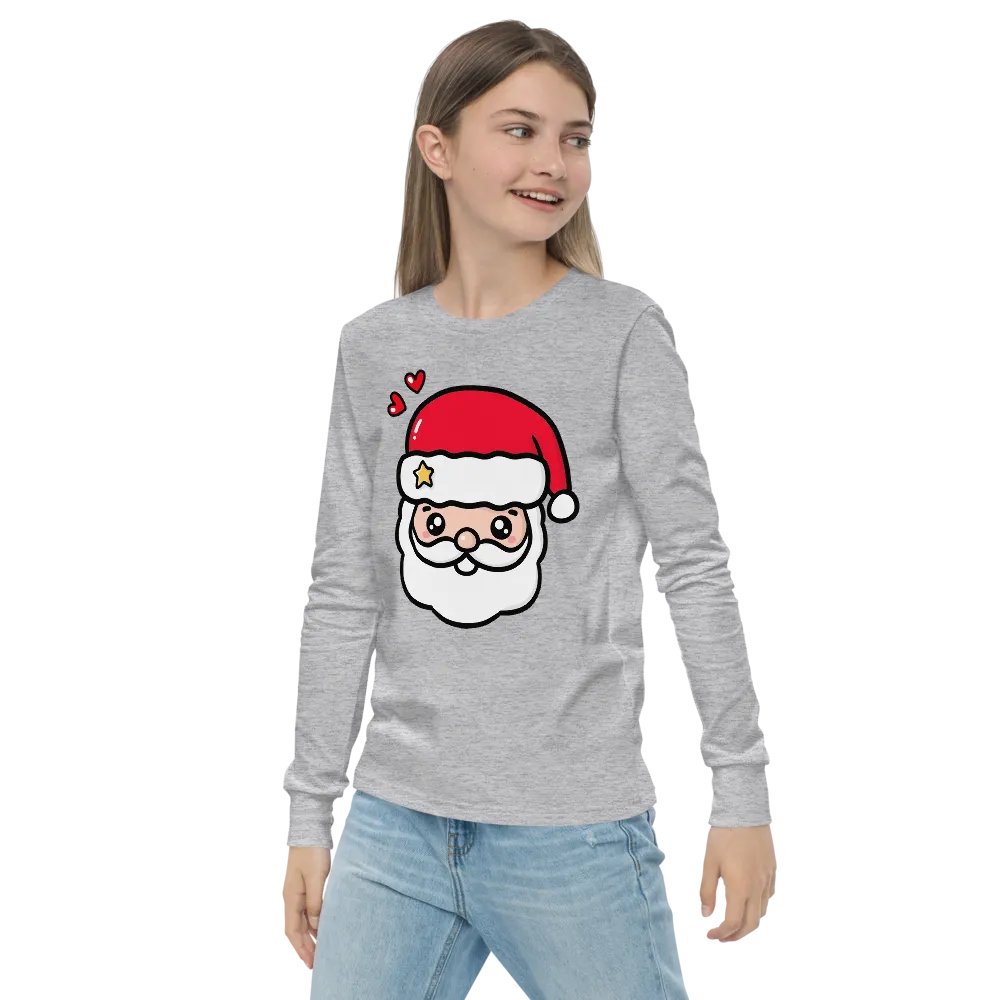 Jolly Santa's Smiling Face Long Sleeve Tee product image (3)