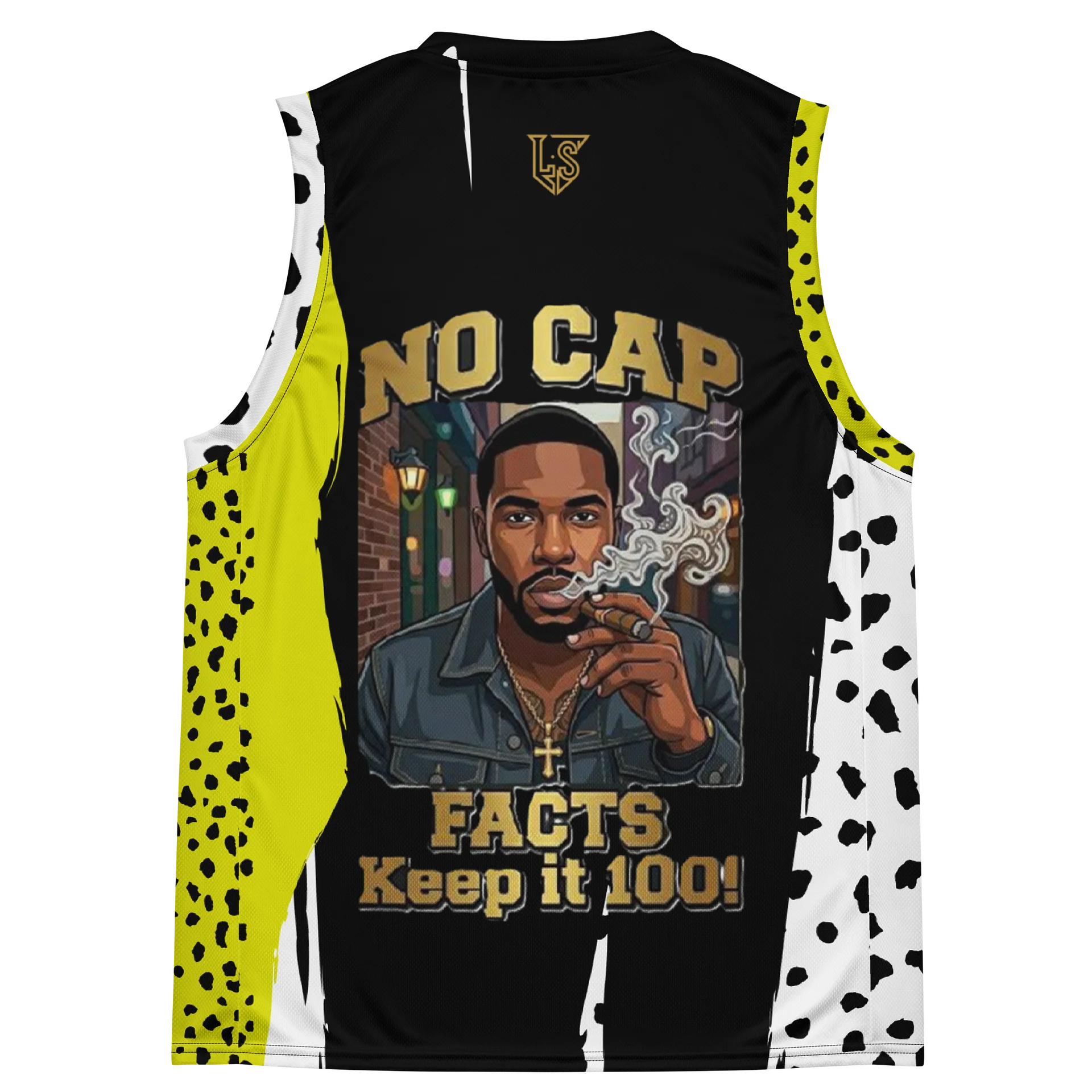 No Cap -Spotted Black and Yellow Sleeveless Pattern Design product image (4)
